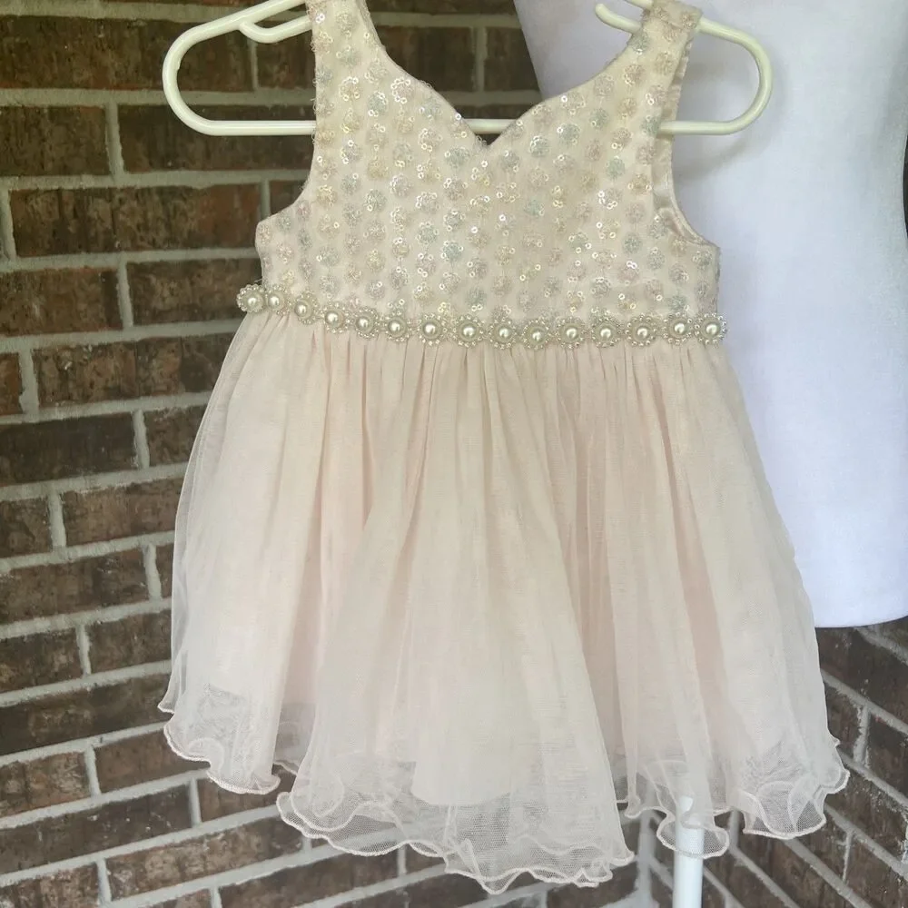American Princess Elegant Dress Tulle Pearls Formal Occasion Size 18 Months - Picture 2 of 13